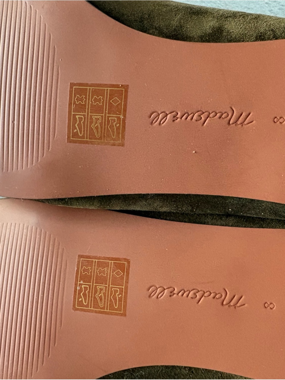 Madewell Olive Green Flats with Elastic Strap, Size 8 - Picture 6 of 8